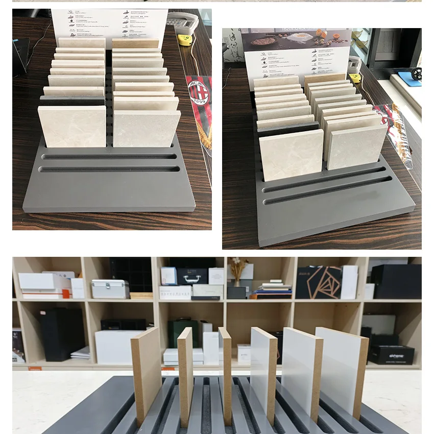 Modern Black Mdf Tabletop Racks Quartz Marble Granite Rock Panel Ceramic Sample Stone Desk Rack Display Countertop Tile Stand