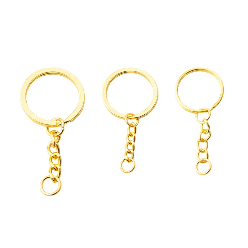 Key Chain Key Ring keychain Bronze Rhodium Gold Long Round Split Keyrings Keychain Jewelry Making Wholesale DIY
