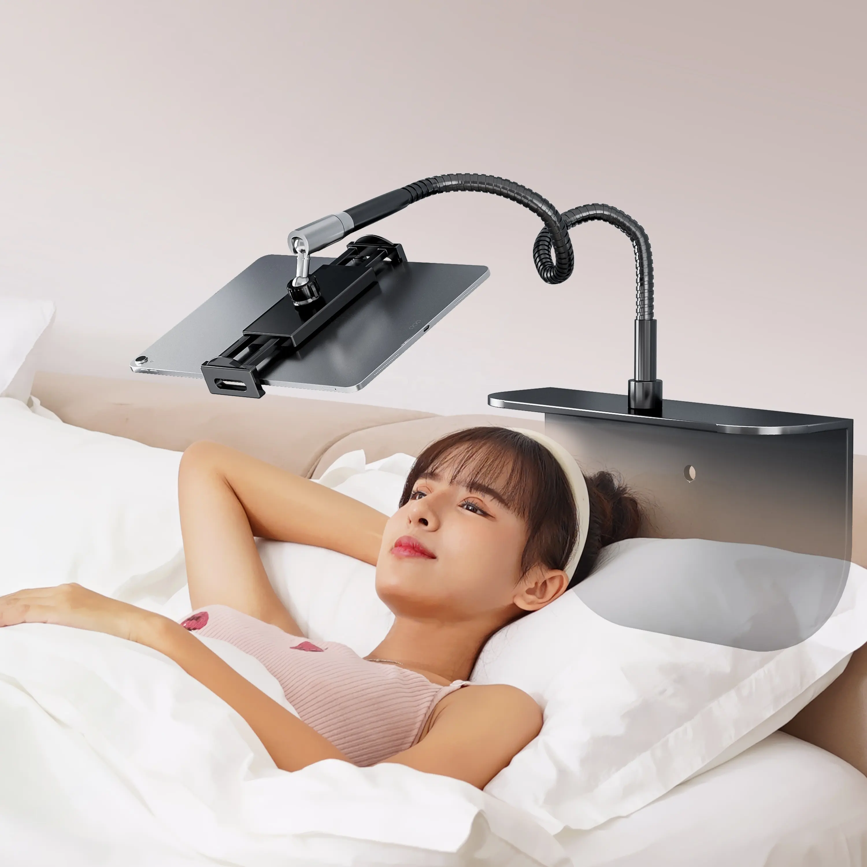 नए गोसेनेक लचीले हथियार छिपे हुए बिस्तर वाले आलसी मोबाइल फोन टैबलेट धारक सार्वभौमिक डेस्कटॉप समायोज्य टैबलेट पीसी स्टैंड