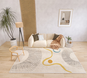 High-Grade Simples Luxo Geométrico Sofá Mesa de Café Tapete Handmade Poliéster Lavável Quarto Tapete Telhas para Home Living