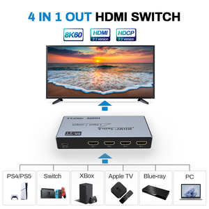 True 8K HDMI Switch Box HDMI 2,1 8K 60Hz 4K 120Hz Switcher 4 en 1 Out Selector Extractor EARC para Xbox PS5 TV PC Monitor Switch2 - Product Image 2