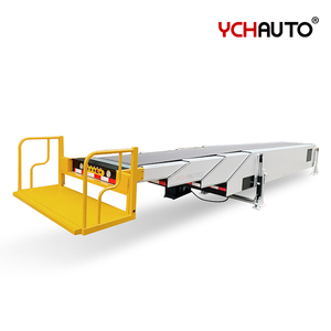 Transportador telescópico de carga de descarga, transportador retráctil de carga con plataforma de pie de manera para descarga de carga de camiones