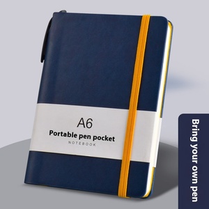 Wholesale Small Business <strong>Notebook</strong> A6 A7 Casual Glue Bound Wireless <strong>with</strong> Flap Pocket Strap <strong>Insert</strong> Leather Cover Customizable Logo - Product Image 3
