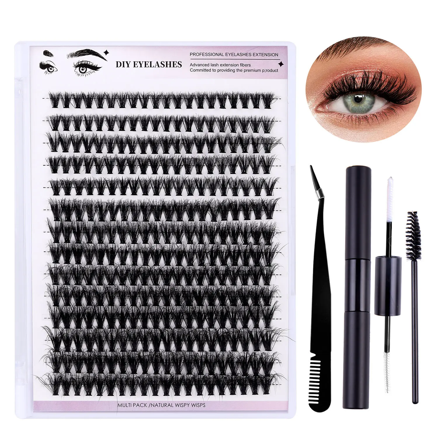 Individuele Wimperclusters Wimper Professionele Diy Lash Extensie Voorgesneden Segment Cluster Wimpers Direct Groothandel