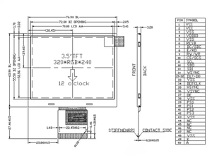 3,5-Zoll-TFT-LCD-Anzeige modul in Industrie qualität 320x240, 31-polige Schnitts telle, leistungs stark und stabil - Product Image 6
