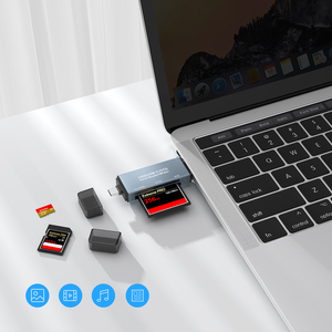 Sd卡读卡器，存储卡读卡器4合1 USB C USB 3.0双连接器适配器同时读取SD MS CF tf卡 - Product Image 3