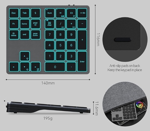 RGB Backlit <strong>Numeric</strong> Keypad Wireless BT for MacBook iPad 34 Keys Rechargeable Digital Number <strong>Keyboard</strong> for Accounting - Product Image 3