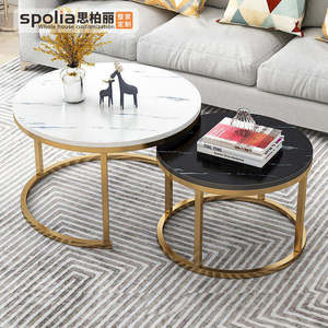 Modern Nordic Simple Luxury Living Room Coffee <strong>Table</strong> and Tea <strong>Table</strong> <strong>Set</strong> White Black Wooden and Metal for Home Use <strong>MDF</strong> Board - Product Image 1