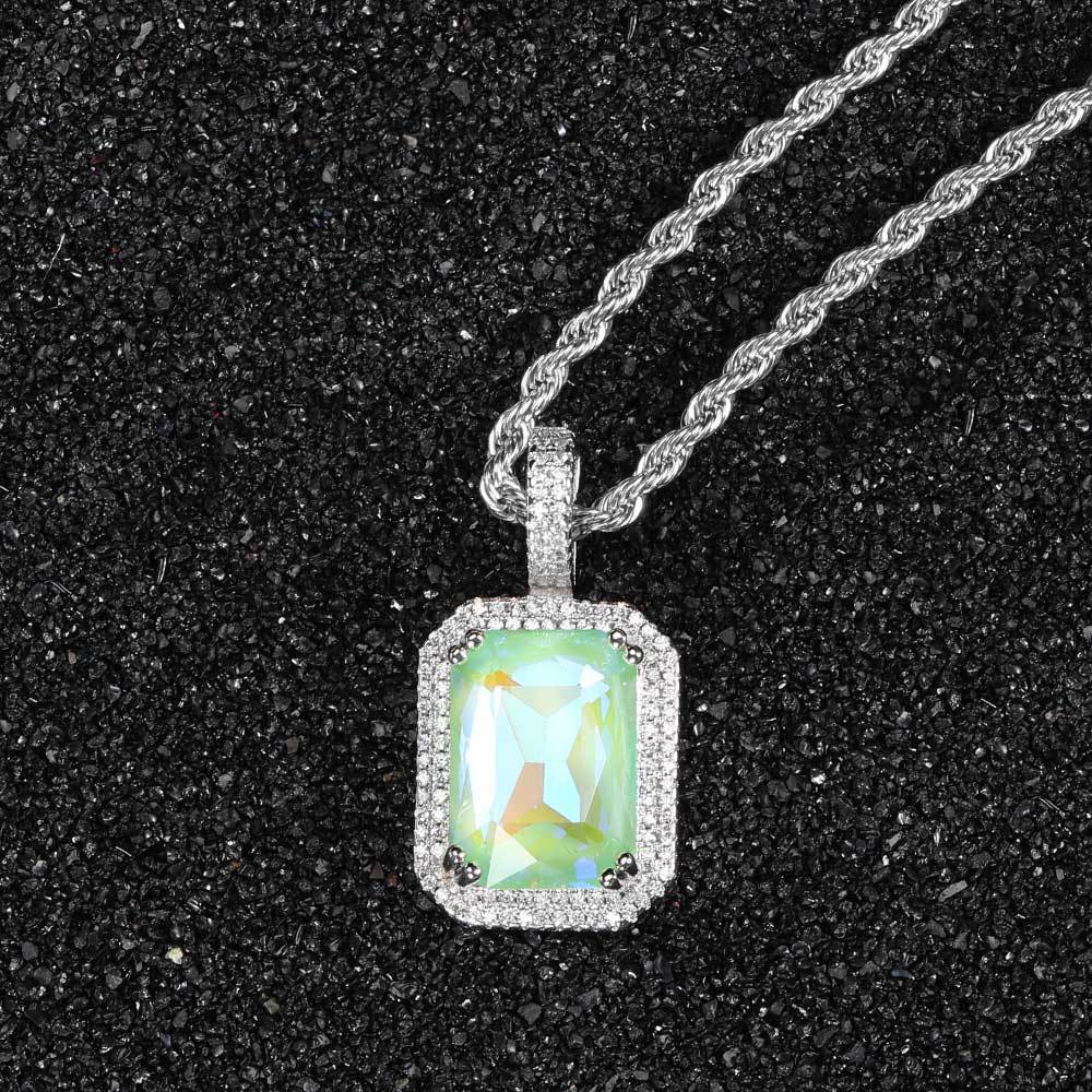 Oro Blanco Zafiro Verde Fluorescente-Pt159