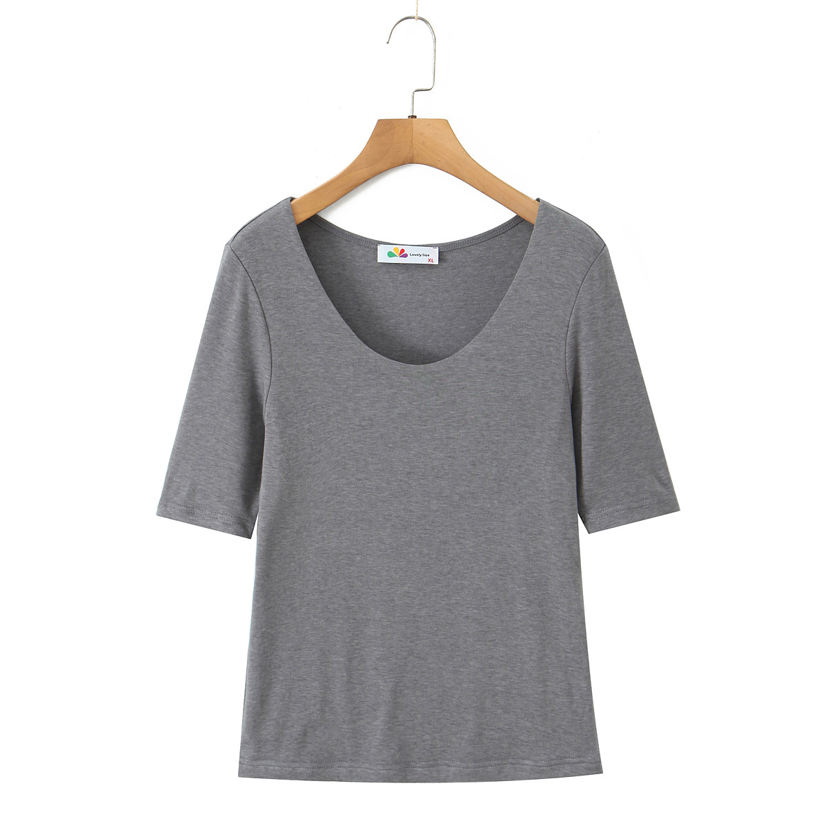 เสื้อแขนกลางสีเทาสน