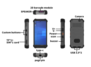 Finestre terminale Scanner di codici a barre industriale PDA 6.5 pollici Linux 4G LTE robusto palmare terminale intelligente impermeabile PDA ricarica rapida - Product Image 2