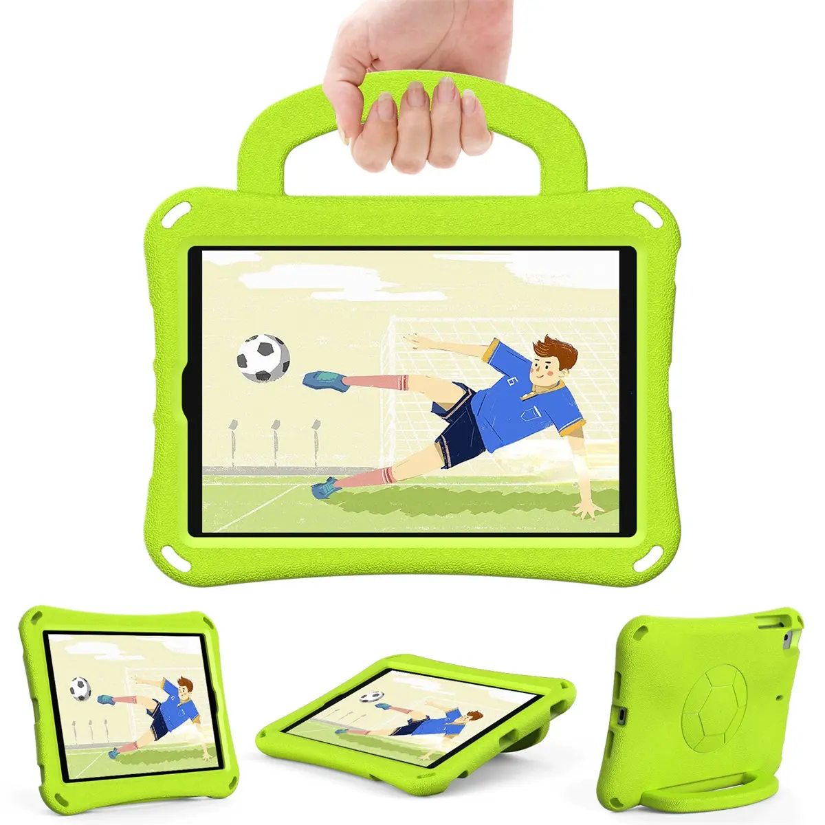 Precioso soporte de mango de fútbol funda de parachoques de espuma EVA para 7,9 'iPad Mini 5 funda de tableta portátil para niños