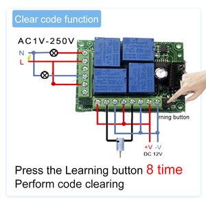 433 MHz DC 12V Universal-Funk fernbedienung schalter 4-Kanal-HF-Relaisempfängermodul für Smart Home Garagentor 433 MHz