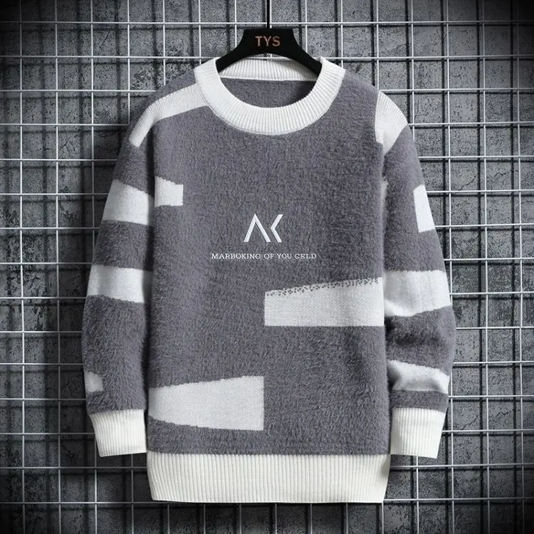 Men's wear 2024 autumn winter new turtleneck sweater men loose trend simple versatile knit shirt