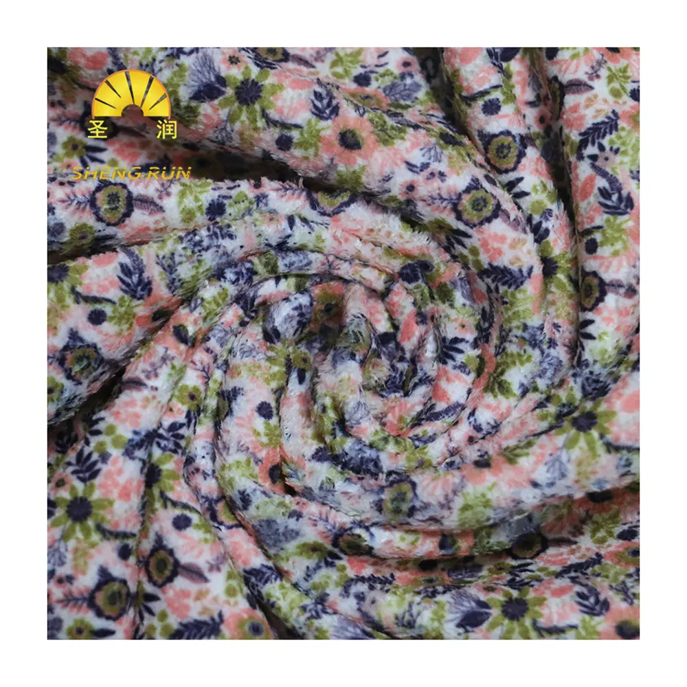 No MOQ Custom Digital Printing Flower Soft Coral Fleece Fabric For Blanket