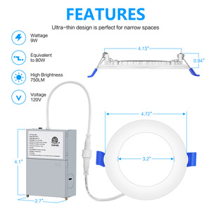 Fabrika fiyat 6 inç ince Panel AYDINLATMA kısılabilir ışık LED gömme tavan ışığı Energy enerji yıldızı - Product Image 6