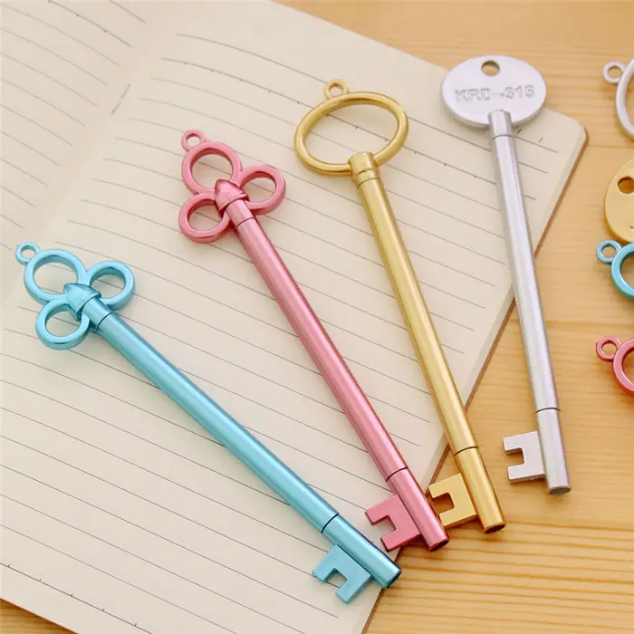 Винтажный ключ, пластиковая гелевая ручка, креативные милые ручки для детей, школьные принадлежности
