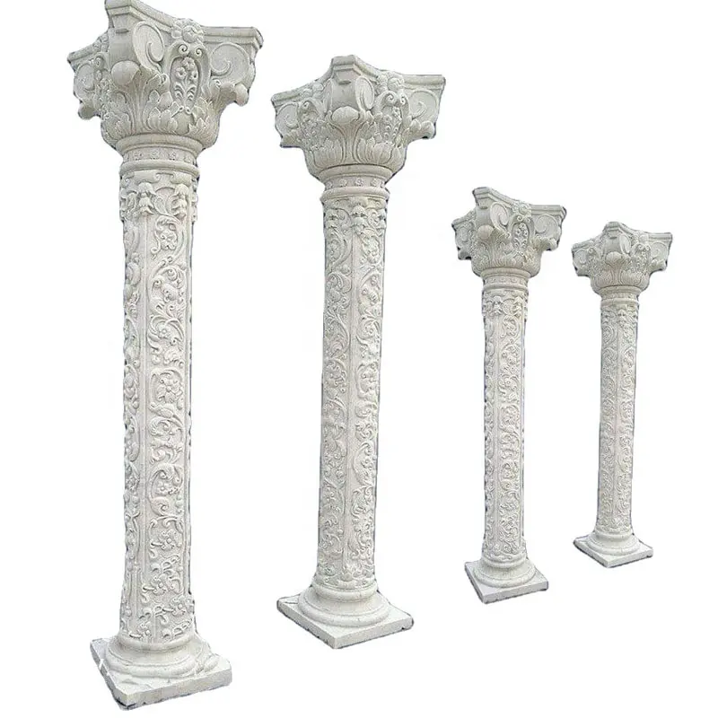 공장 도매 천연 흰색 대리석 둥근 기둥 기둥 조각 돌 로마 기둥 저렴한 가격