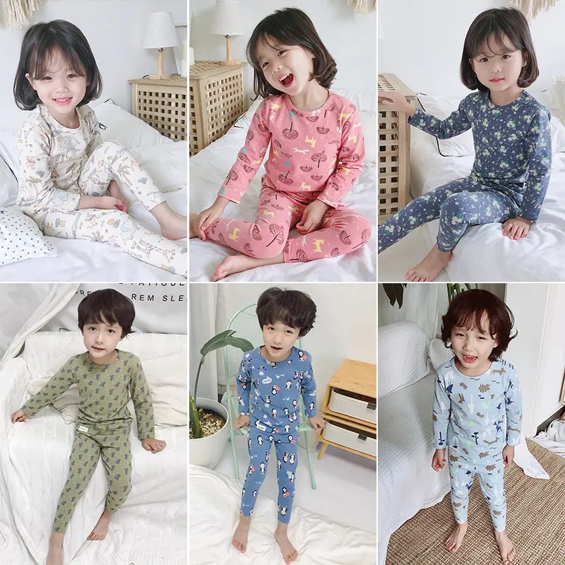 Yüksek kaliteli kış iç çamaşırı erkek ve kız ev giysileri çocuk pijamaları