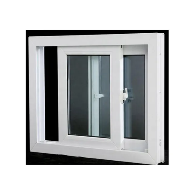 Ventana deslizante de Pvc para casas pequeñas, ventanas de vidrio templado doble, tamaño personalizado, ventana de plástico Horizontal