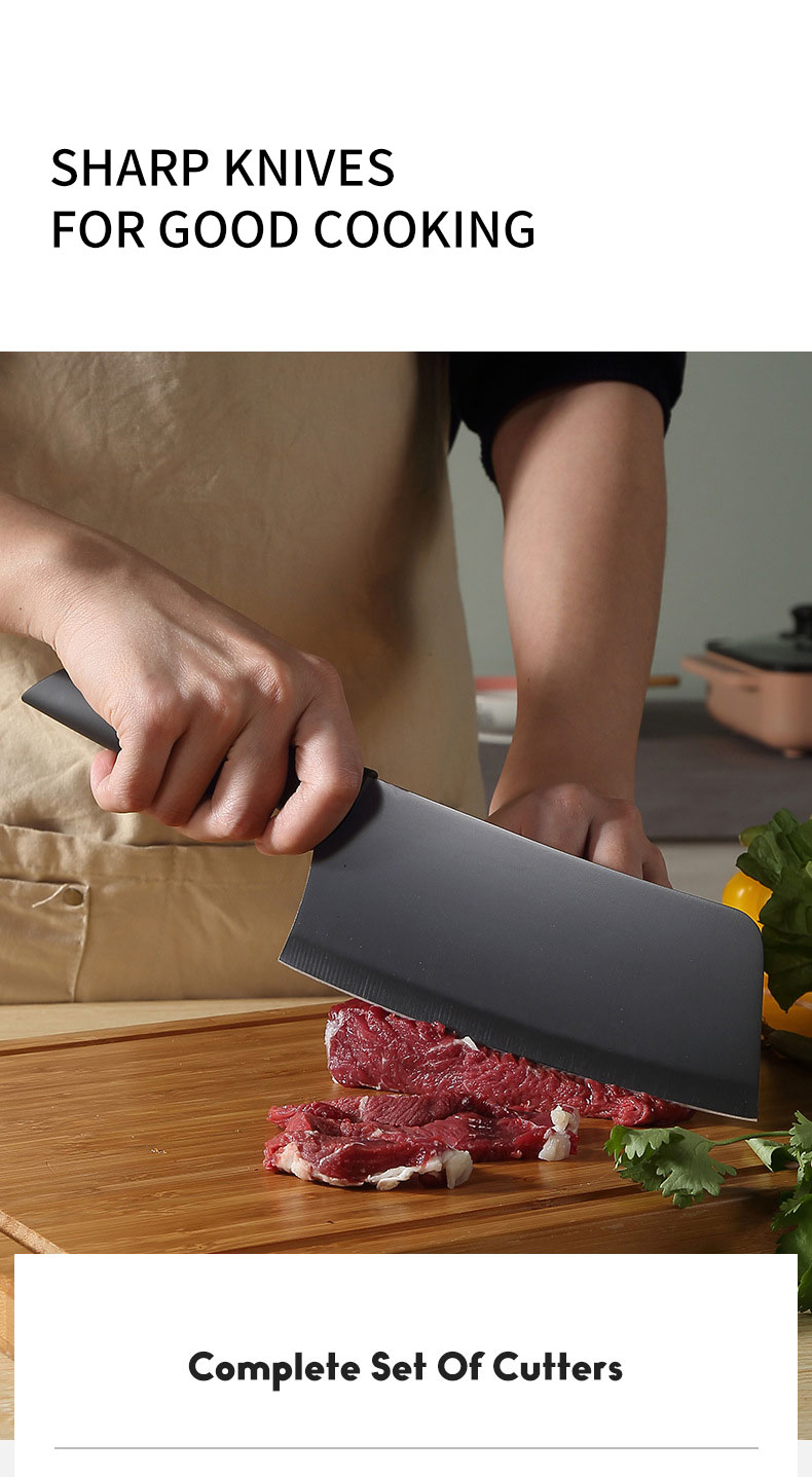 Stainless steel black kitchen knife set with gift box packaging