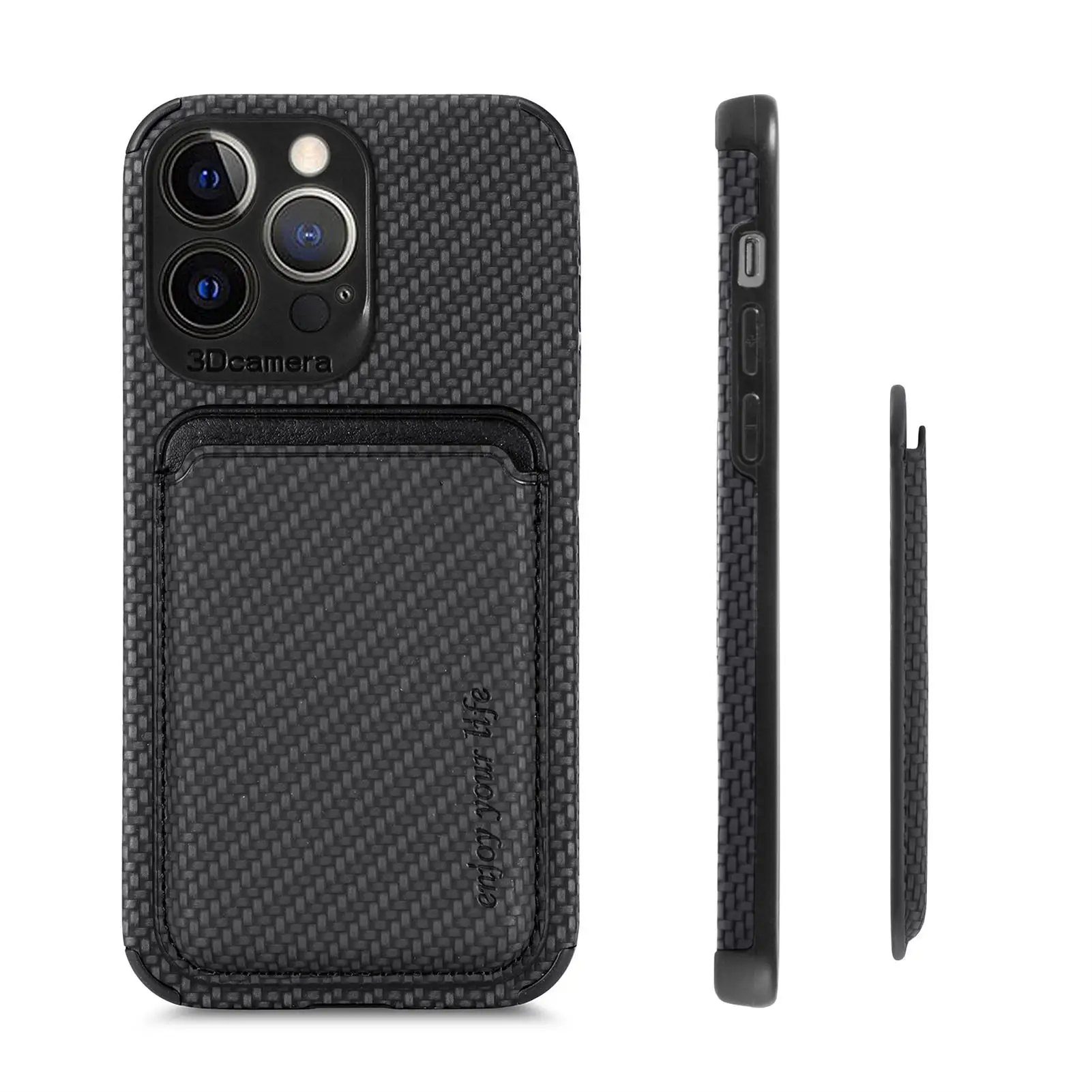 Adesivo de couro para iphone 11/12/13, capa para cartão de crédito, de fibra de carbono, para celular