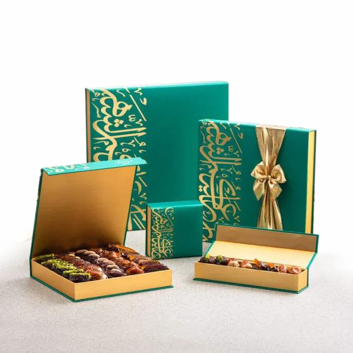 Boîte rigide de luxe pour musulman Eid Mubarak Ramada boîte vide en papier Baklava Dates emballage boîtes cadeaux boîte de date pour le Ramadan