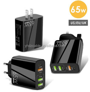 65 W PD Schnell ladegerät EU US UK 2 Typ C 3 USB-Anschluss Mehrfach ausgangs adapter für Mobiltelefon reisen - Product Image 5
