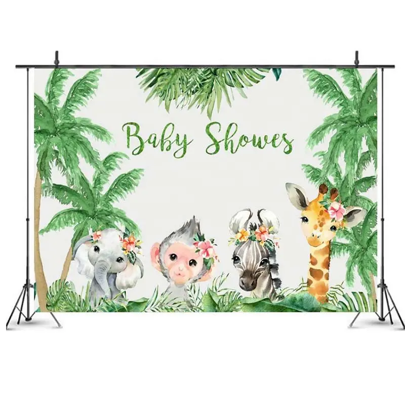 7x5ft Animali della Giungla Tema Del Bambino Doccia Sfondo Giungla Decorazioni Baby Shower Baby Shower Sfondo Sfondo