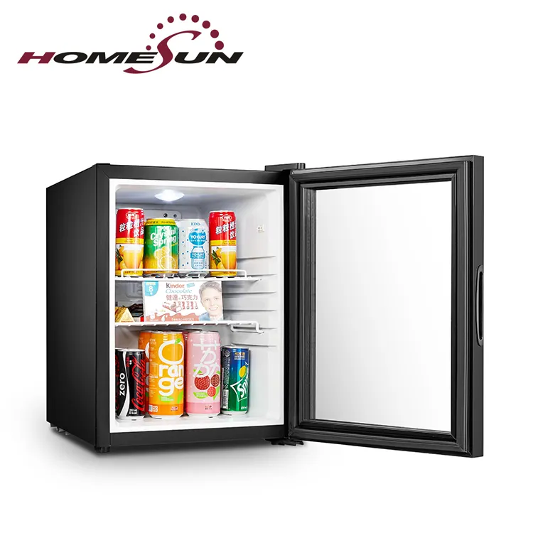 Micro refrigerador doméstico com porta de vidro, barra de resfriamento super cfc livre de 35 litros para quarto com porta de vidro