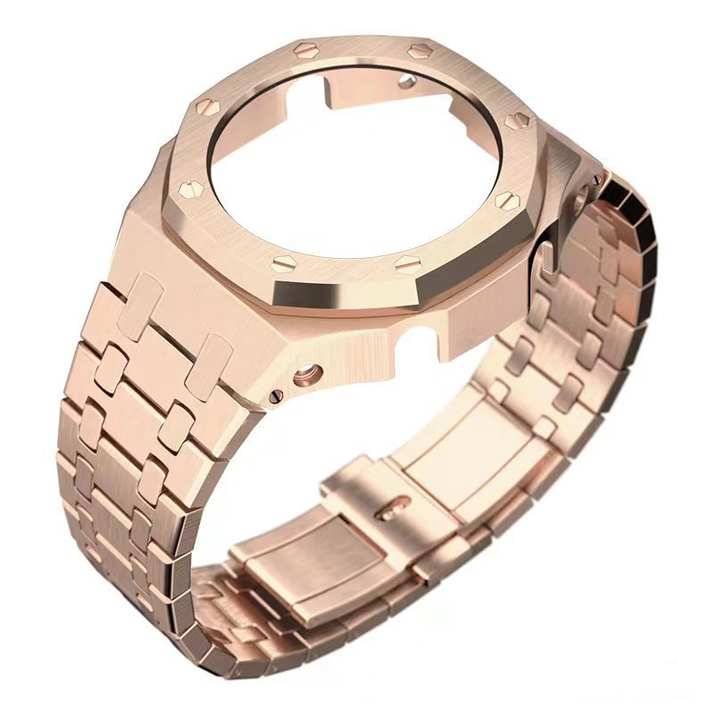 Boîtier en or rose + bande en or rose en acier inoxydable 2