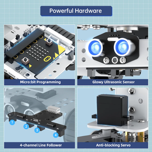 Qtruck Robot programable alimentado por micro: Bit Robot programable Track Chassis Design Support Handlebit Control