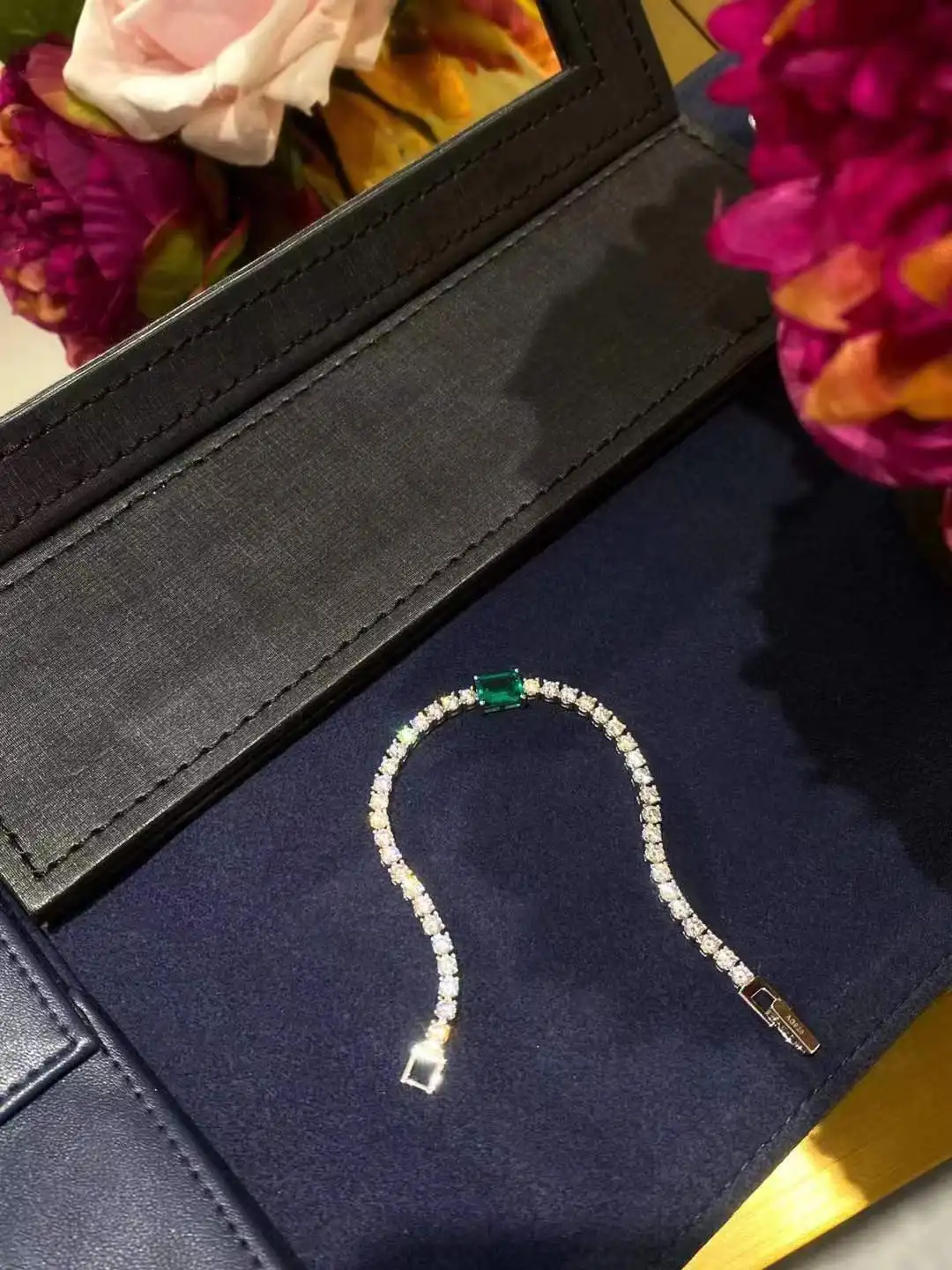Gioielli di moda 925 argento smeraldo braccialetto Vintage alta gioielleria