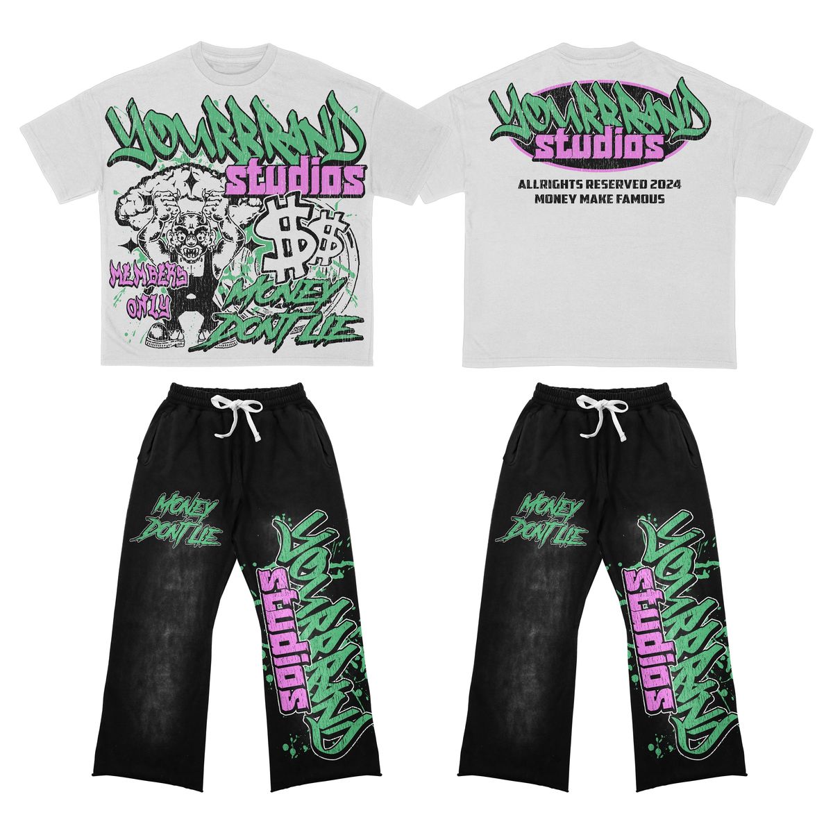 T-shirts blancs et pantalons de survêtement noirs