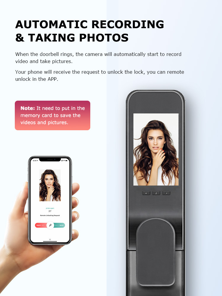 Full-Automatic Intelligent Fingerprint Key Digital Smart Lock Wifi Tuya Face Recognition Door Lock