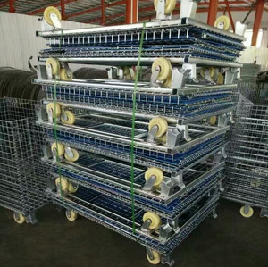 Contenedor de malla de alambre apilable logística de almacén, caja de transporte, cesta, contenedor para carga ligera - Product Image 6
