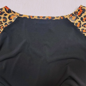 Đầy đủ vẻ đẹp thương hiệu tùy chỉnh cộng với phụ nữ 3/4 flounce tay áo T-shirt Ity cơ thể báo in yoryo tương phản nông dân hàng đầu - Product Image 5