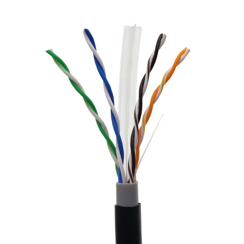 Kabel Ethernet CAT6 luar ruangan tanpa pelindung, kabel Ethernet luar ruangan U/UTP Solid UV langsung lapisan tahan air LAN