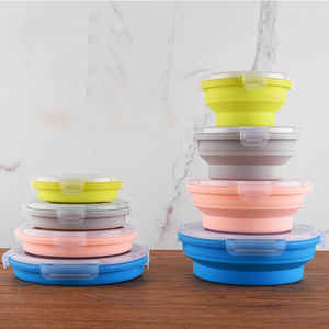Accessori per la cucina nuovo prodotto 2023 pieghevole in Silicone Bento Lunch Box contenitore riutilizzabile scatola per il pranzo in Silicone con coperchio