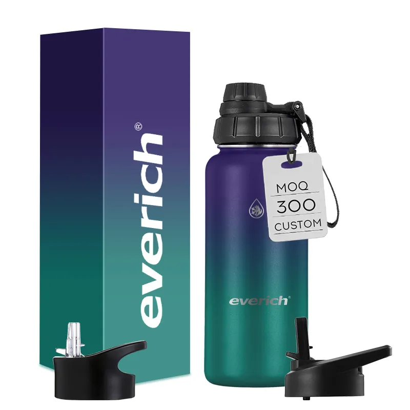 2023 BPA frei LFGB Doppelwandige isolierte 18/8 Edelstahl Vakuum flasche Sport Wasser flasche mit Strohhalm leicht zu tragen