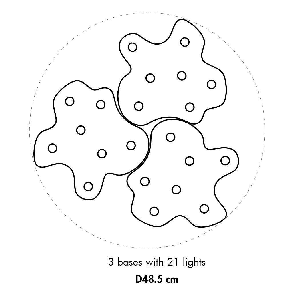D48.5H170cm,3 bases avec 21 lumières