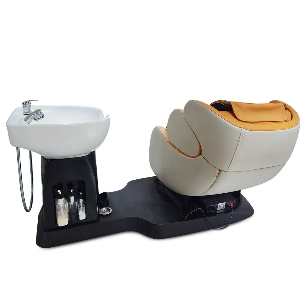Cadeira elétrica de massagem massageadora, cadeira com shampoo e tigela para salão de beleza