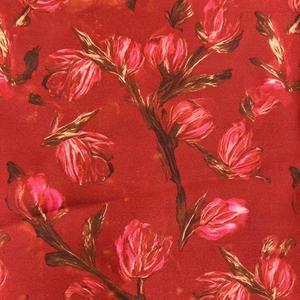 Vintage zarif kırmızı çiçekler baskılı kumaş sert ve pürüzsüz Polyester ipeksi dimi saten Mikado düğün ve akşam elbise için - Product Image 5