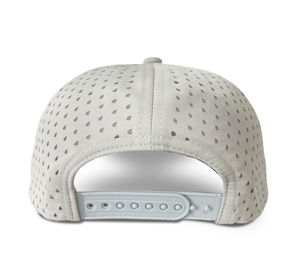 OEM Gray Nylon Trucker Hat Leather <strong>Patch</strong> 5 <strong>Panel</strong> Curve Brim Custom Performance Cap Wholesale Waterproof Quick Dry Snap Back Cap - Product Image 6