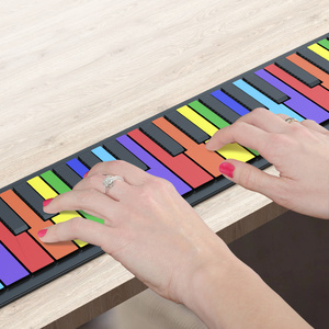 Teclado de Piano enrollado colorido de 49 teclas, Piano electrónico portátil de silicona suave con altavoz, pantalla LCD, función de grabación MIDI - Product Image 6