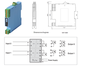 KHT6053電気機器1入力2出力アイソレータ信号送信機0-5VDC 4-20ma DC信号分離入力 - Product Image 2