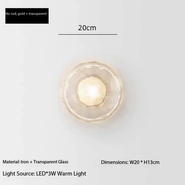 Abat-jour doré+transparent sans tige D20W13CM