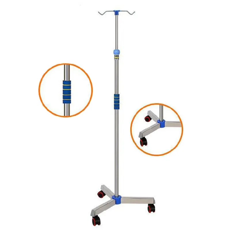 Soporte de infusión de acero inoxidable para uso médico, juego de goteo IV, 4 ganchos, equipo Manual ajustable para Hospital, casa, clínica, salón de belleza