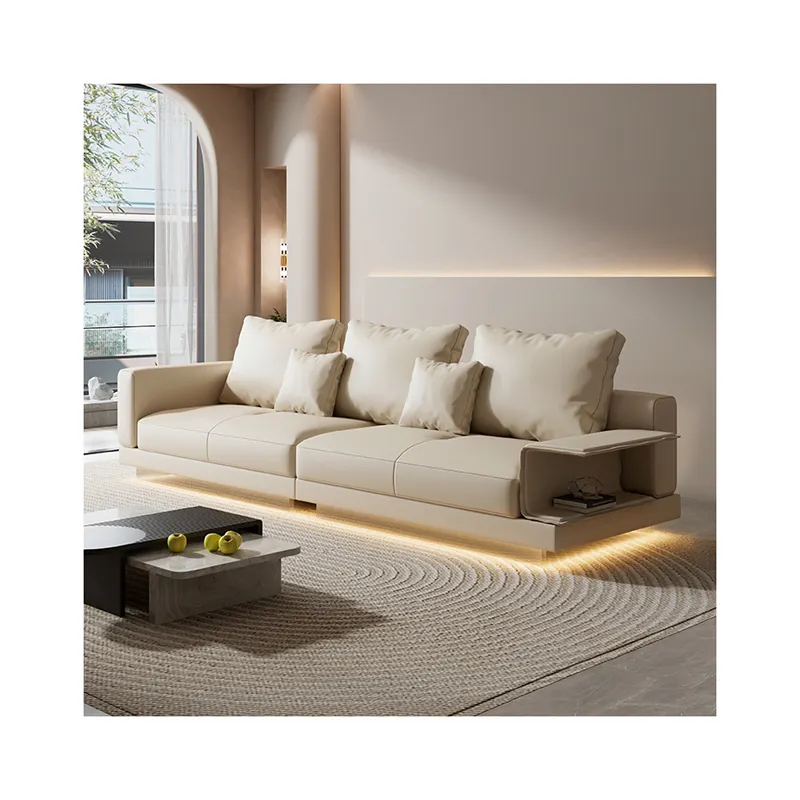 Conjunto de Cachemira de poliéster nórdico de diseño moderno italiano de lujo para el hogar de alta calidad, muebles de sala de estar, sofá de cuero moderno