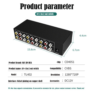 Conmutador automático de audio y video a la venta con 4 entradas y 2 salidas Control remoto de reconocimiento automático 4x2avSharer